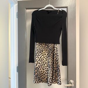 All Saints leopard slip dress with black ribbed top - 2 pieces